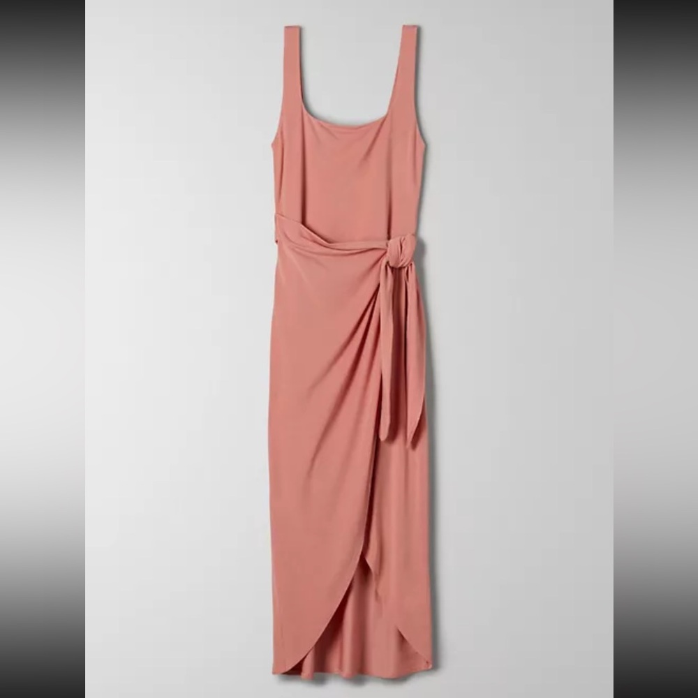 Aritzia Wilfred Asymmetrical Wrap Pink Midi Dress